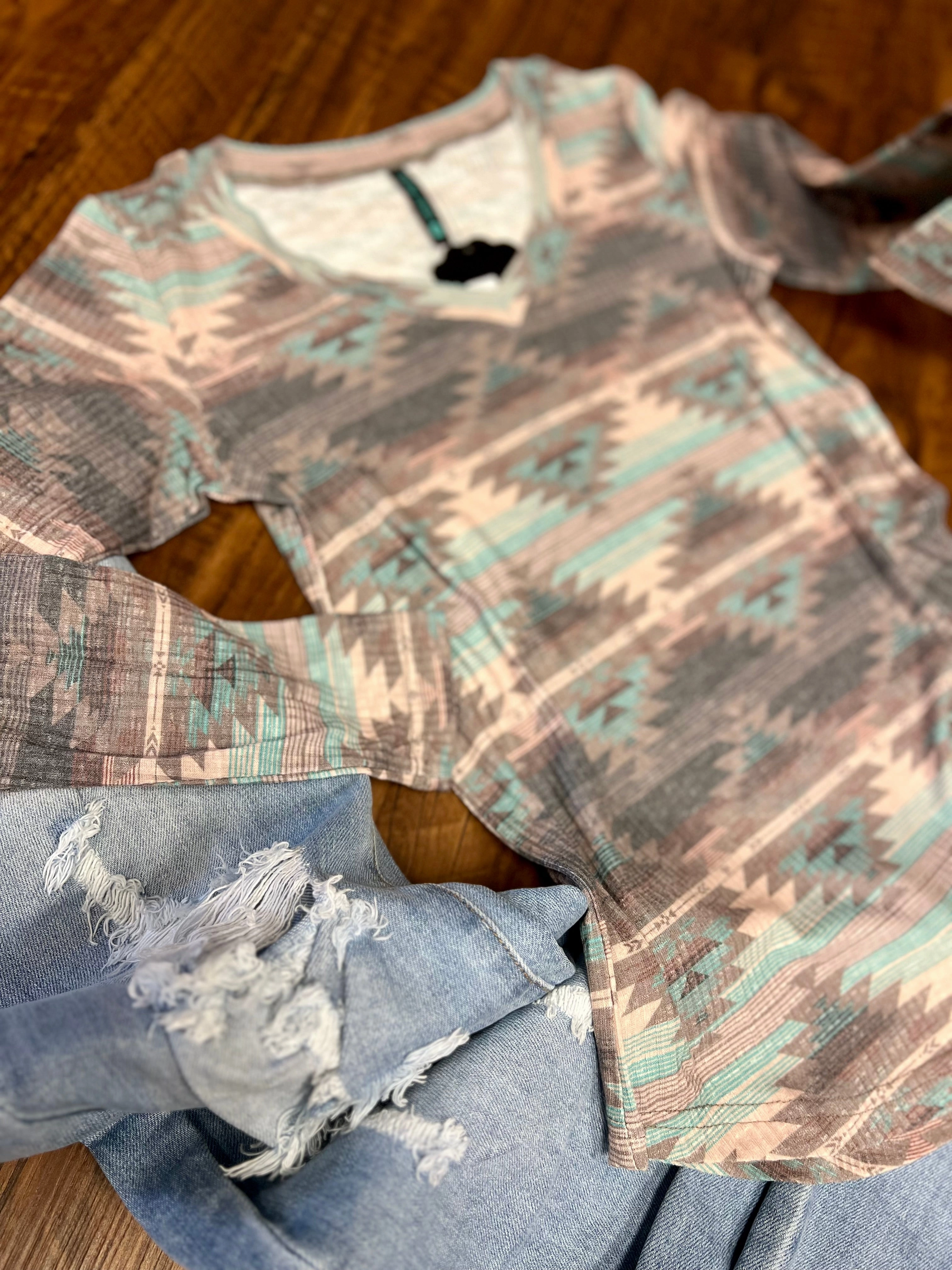 PLUS Burned Out Aztec Top LaserCut Edges