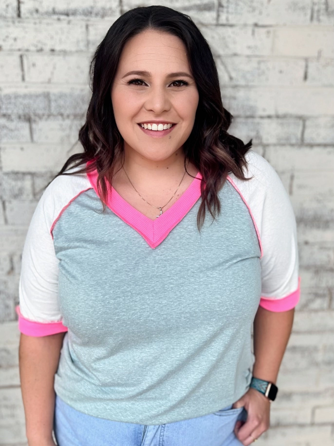 Circular Knit RollUpSleeves PLUS Day to Day Color Block Top- 2 colors*