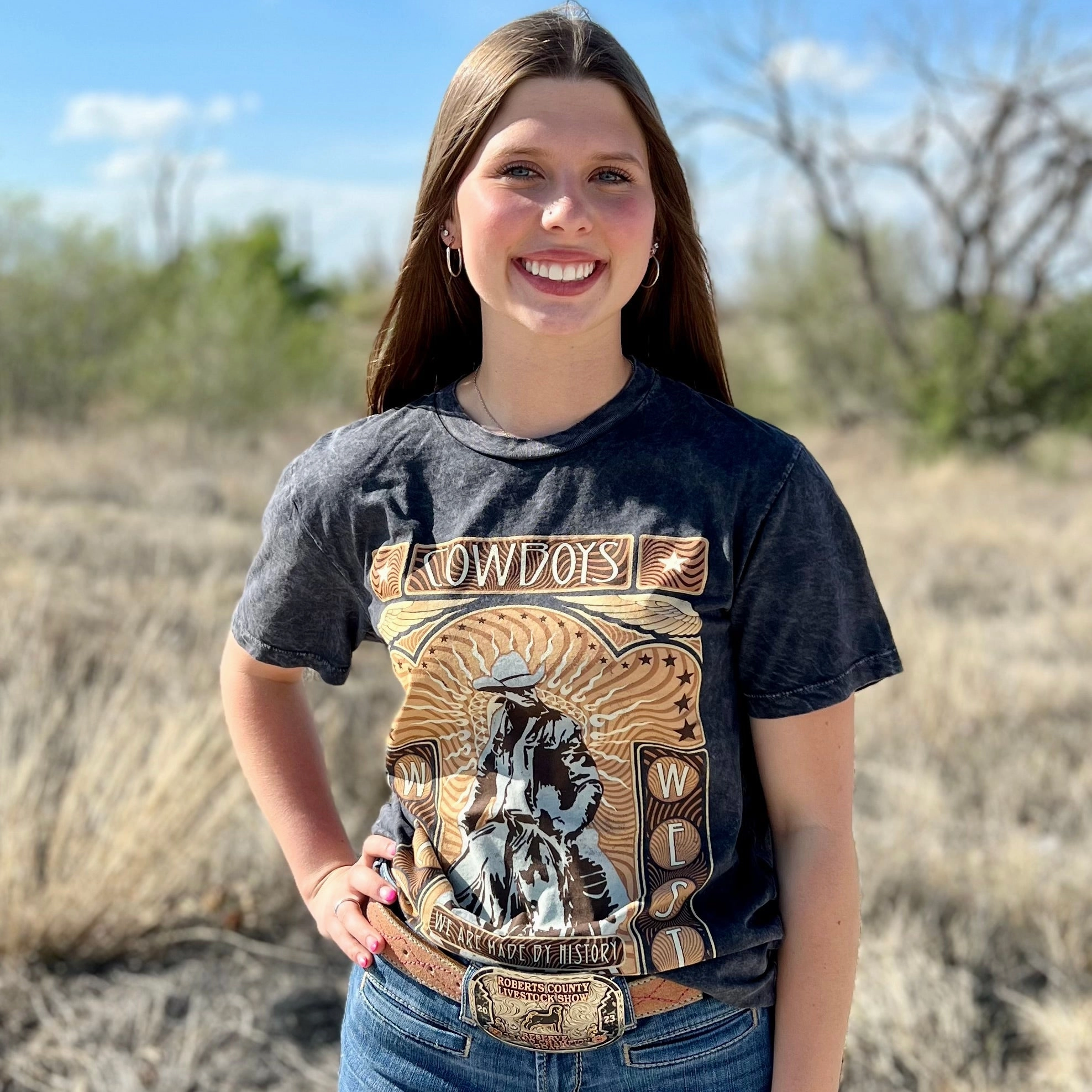 Casual Fit PLUS Mineral Washed Cowboy History Graphic Tee
