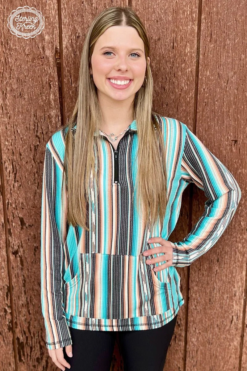 Relaxed Crew Neck Opening Ultraviolet Protection Finish PLUS Serape Me Up Pullover