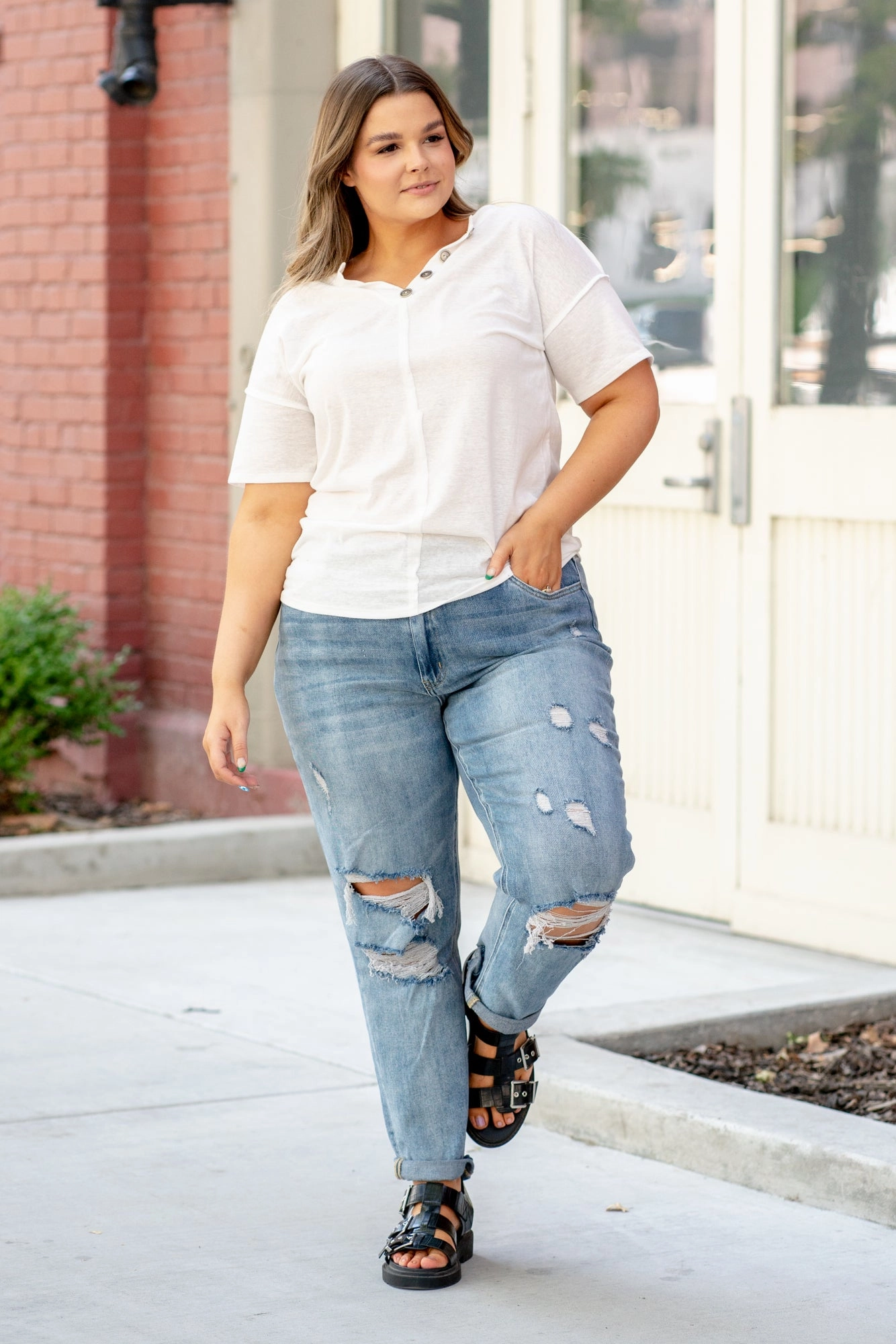 Plus Size Dreamland Boyfriend Fit No Gap Waistband clean design