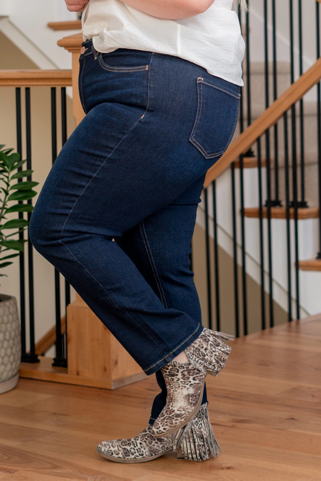 Plus Size Enraptured High Rise Ankle Slim Straight Stretch Unisex Wear Classic Wear City Walk Autumn Days Lightweight