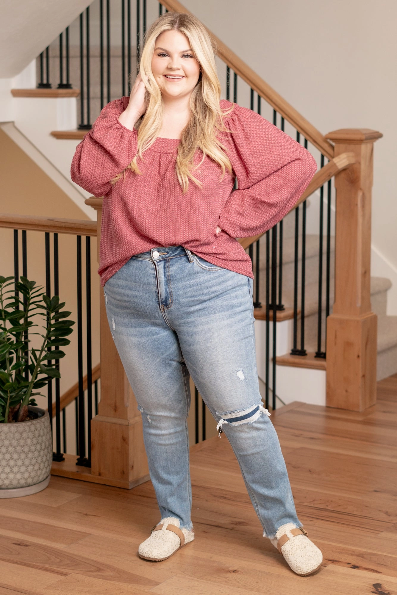 Lightweight Denim Plus Size Improving Mid Rise Crop Slim Straight