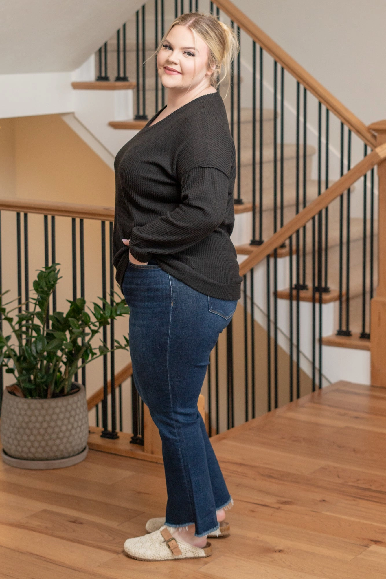 Plus Size Kelley Layering Top - Black Seam Free Back