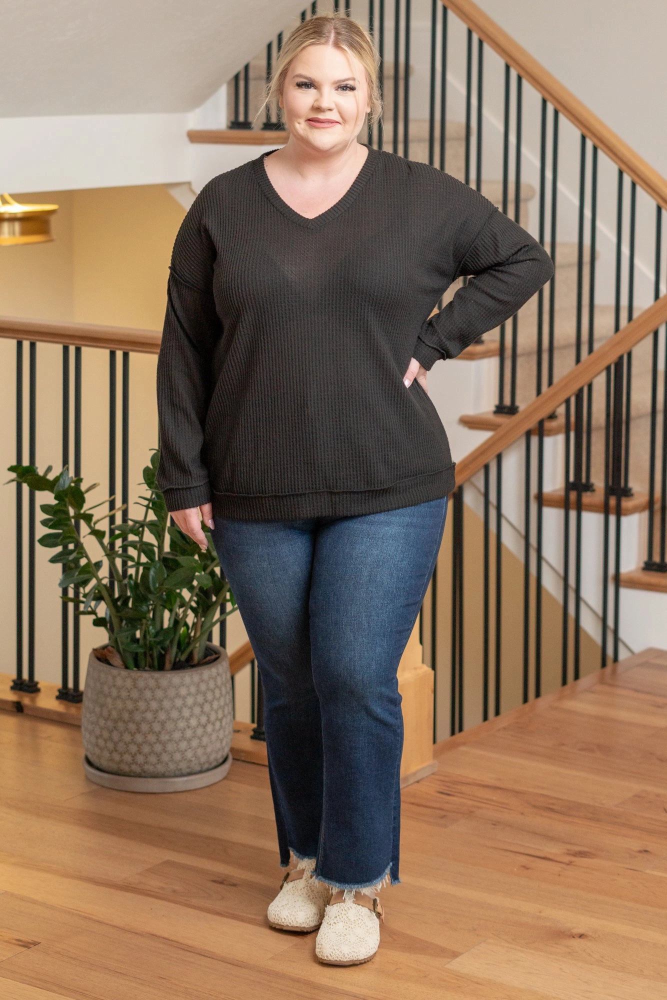 Plus Size Kelley Layering Top - Black Stylish Everyday Wear Light Fit Wear