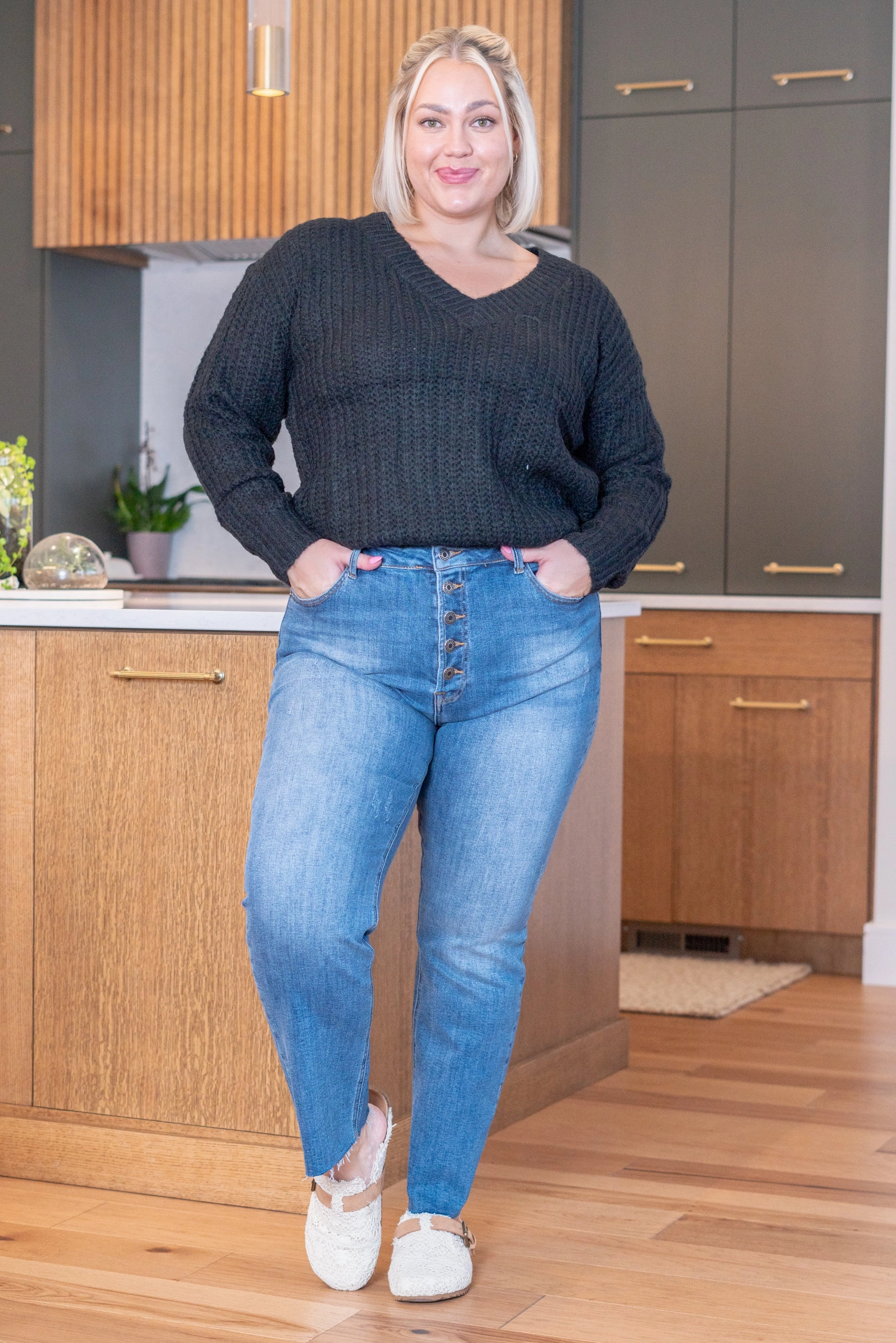 Plus Size Presley Ann Mid Rise Button Fly Relaxed Skinny Always Needed