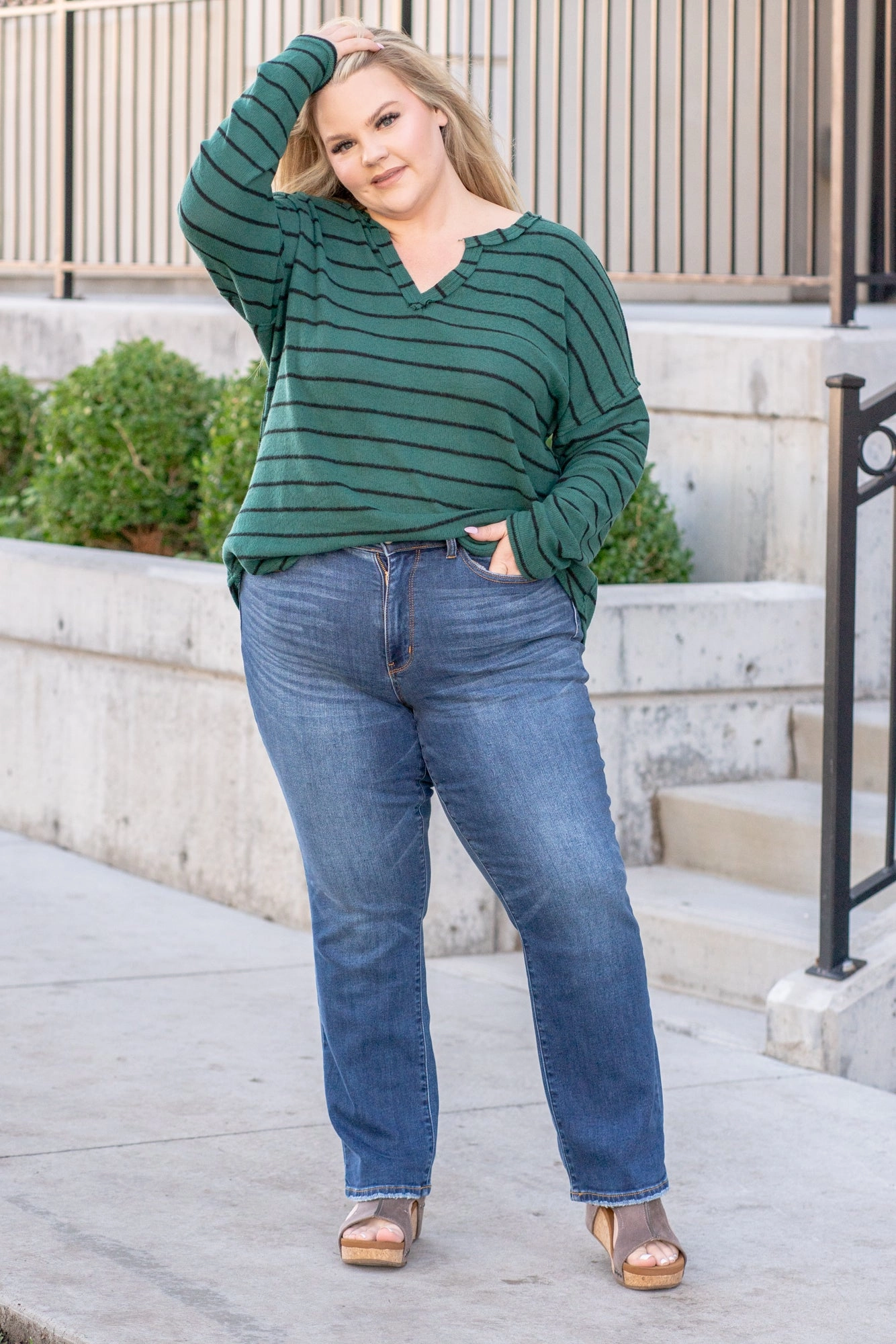 Music Event Picnic Style All weather Plus Size "Therma Denim" High Rise Contrast Wash Straight