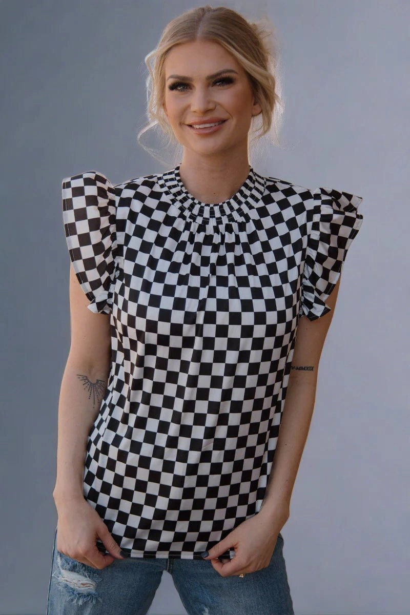 Light Fabric Cool Fabric PLUS Sterling Kreek Babydoll Checked Top