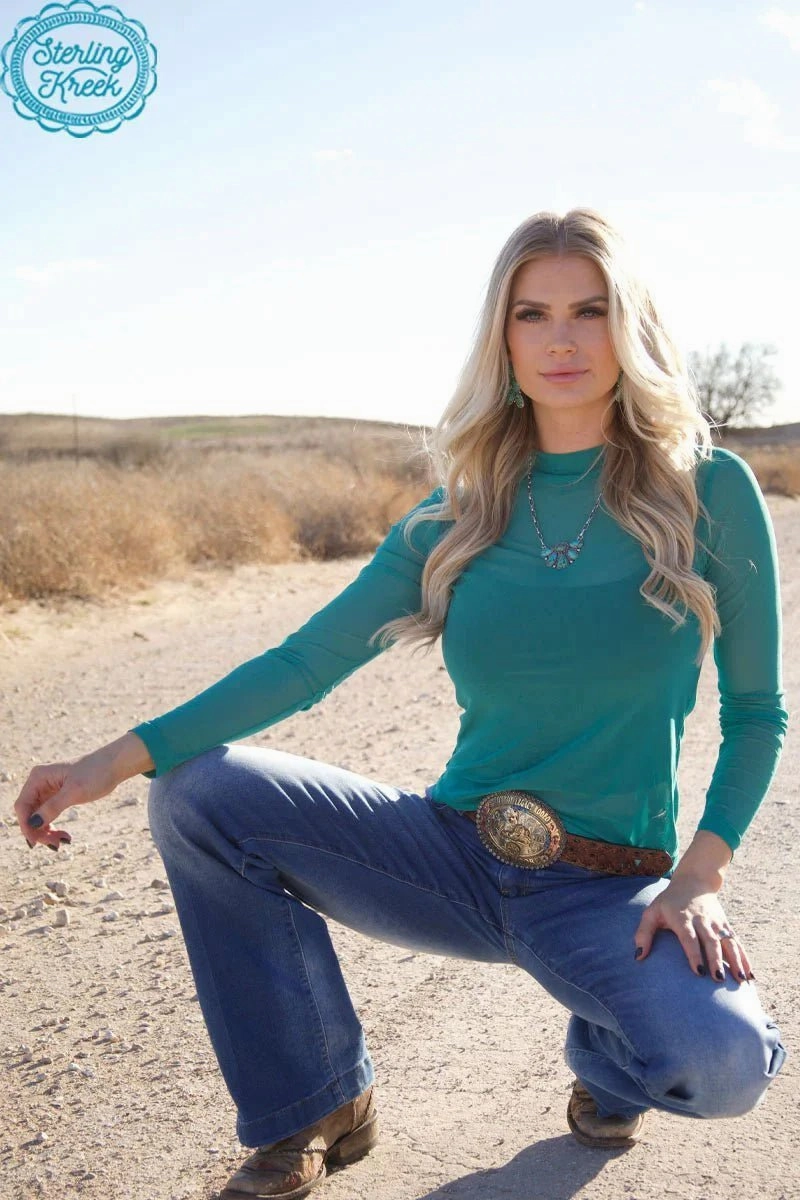 NonIrritatingEdges PLUS Sterling Kreek Meshed Out Turquoise Top