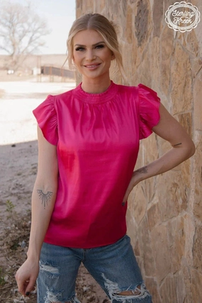 PLUS Sterling Kreek Pink Babydoll Top WrinkleFree Weave