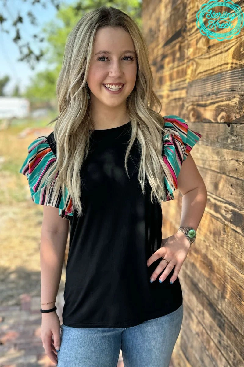 Cool Fabric PLUS Sterling Kreek Ruffle Me Serape Top