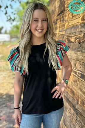 Cool Fabric PLUS Sterling Kreek Ruffle Me Serape Top