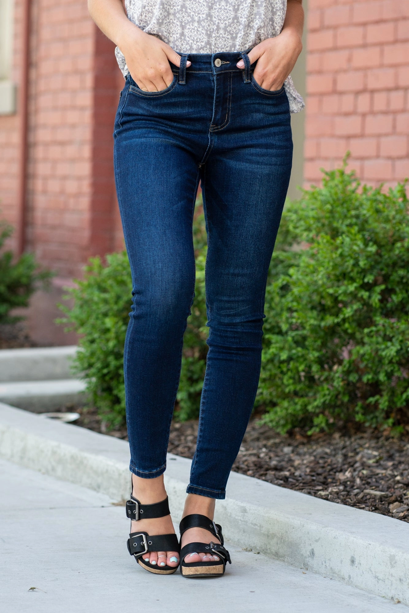 VERVET Haylie High Rise Skinny Dark Blue Regular & Plus Sizes Jeans Dark Blue Wash Evening Stroll Weekend Getaway Urban Fit