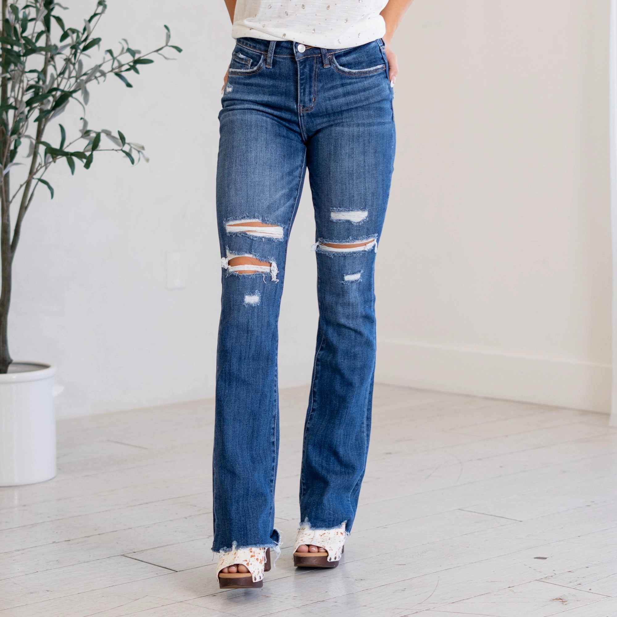 Poplar Path High Rise Boot Cut Regular & Plus Sizes Night Out Rainy Day Smooth Loose Versatile