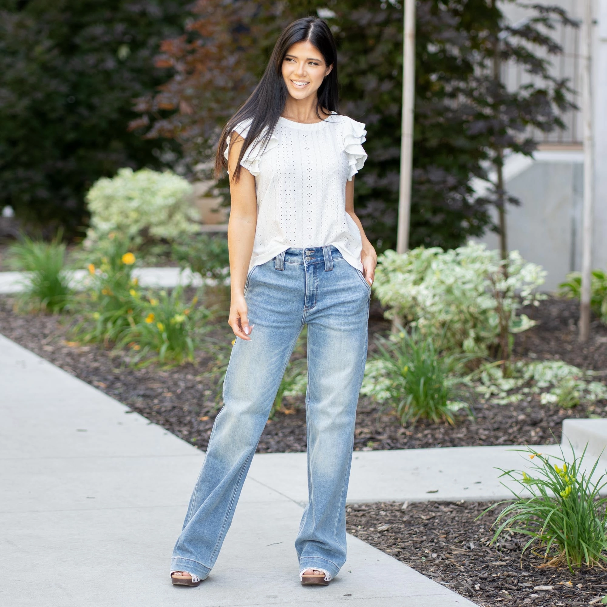 Power Play High Rise Wide Leg Regular & Plus Sizes Professional Wear Urban Explorer clean look