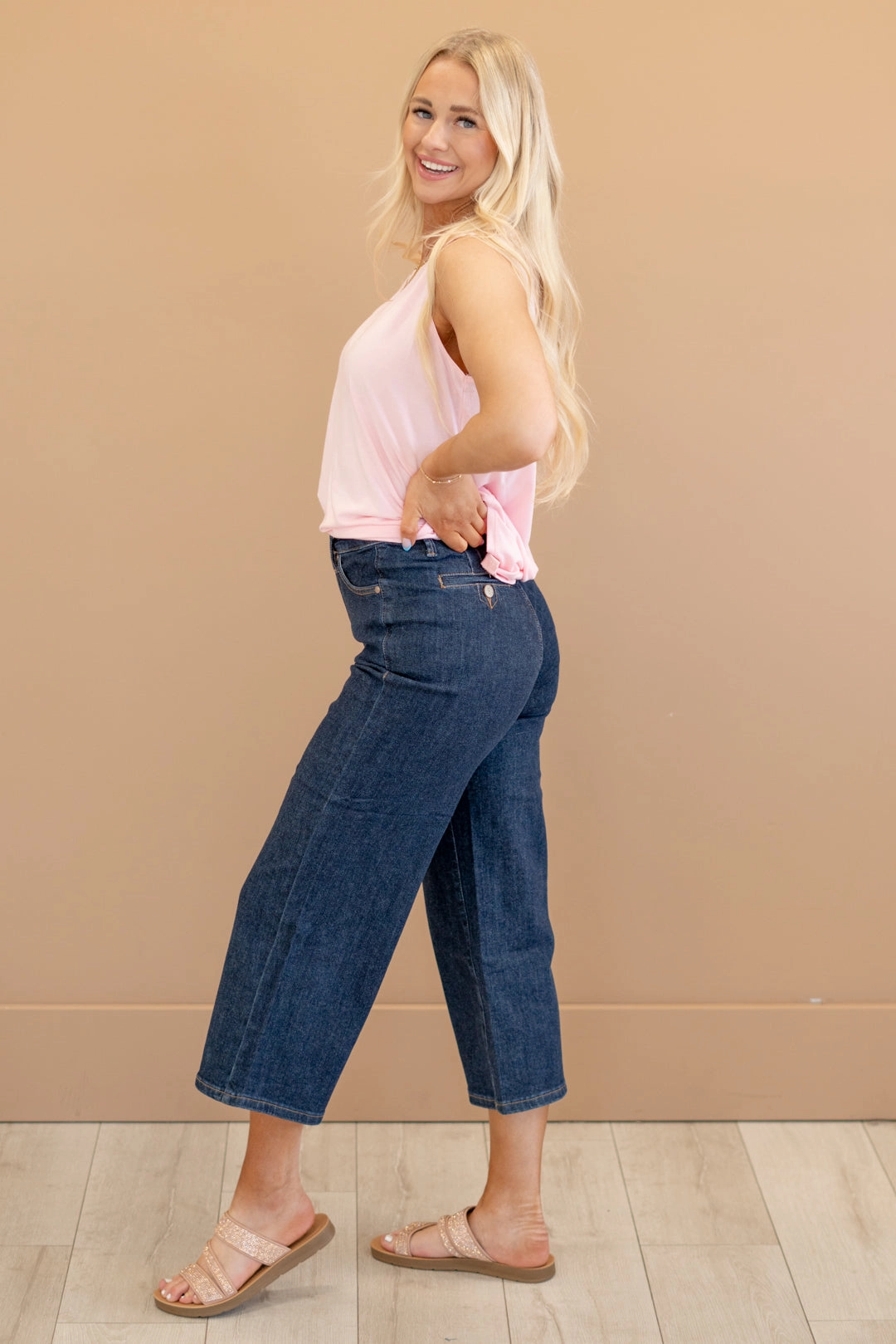 Tapered leg Neon Lights Tummy Control Top Tailored Crop Wide Leg