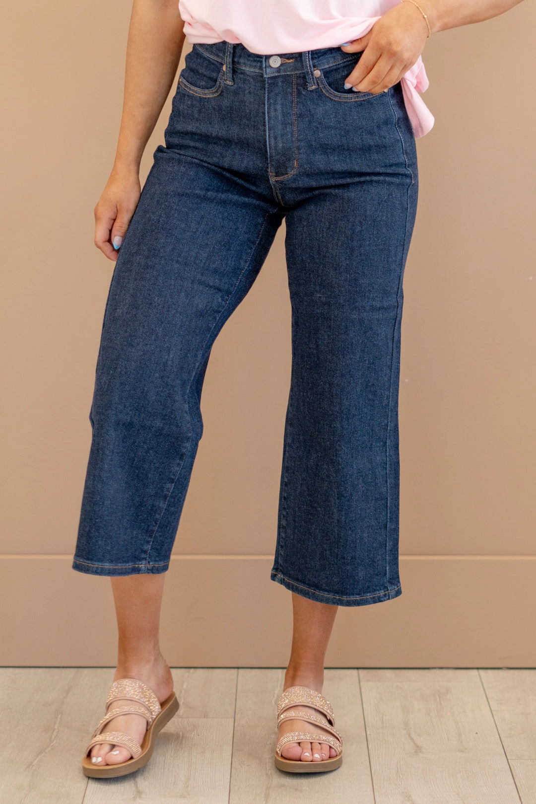 Neon Lights Tummy Control Top Tailored Crop Wide Leg Pre Shrunk Material