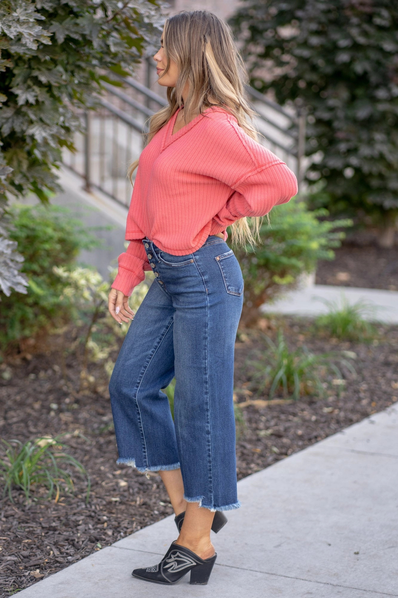 Sophia High Rise Button Fly Crop Wide Leg Regular & Plus Sizes Fashion Lover Youth Style Smooth Go Everywhere