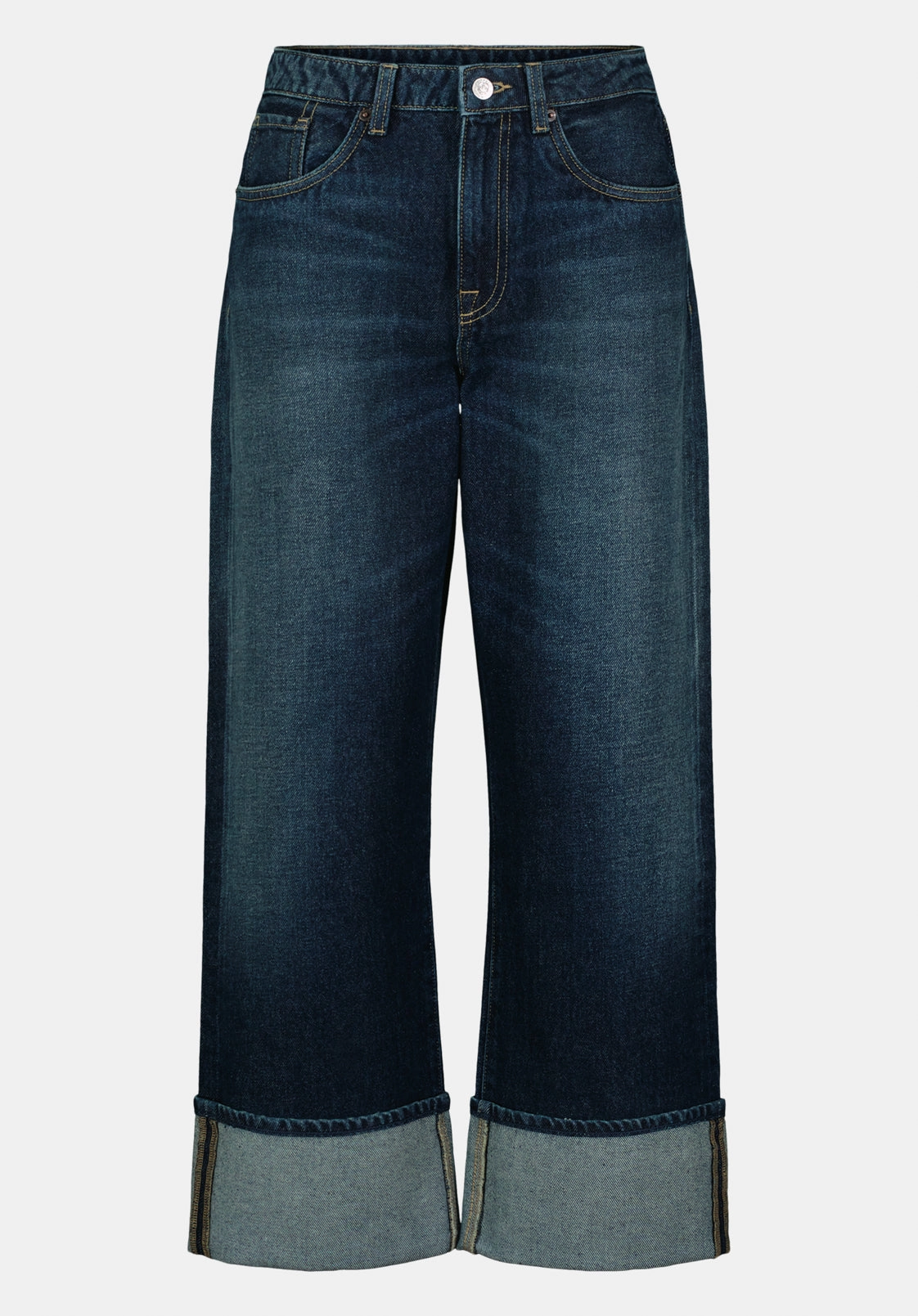 High Rise Wide Leg Cropped Addisson Women's Jeans, Dark Contrast - BL16106 Brunch Outfit Classic Wear Luxury