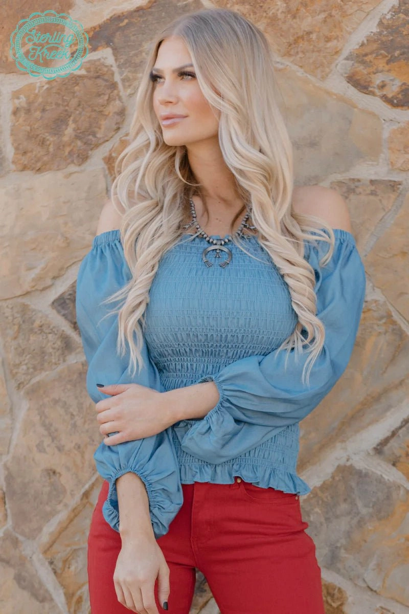 Soft Brushed Lining Sterling Kreek Denim Darling Light Blue Top