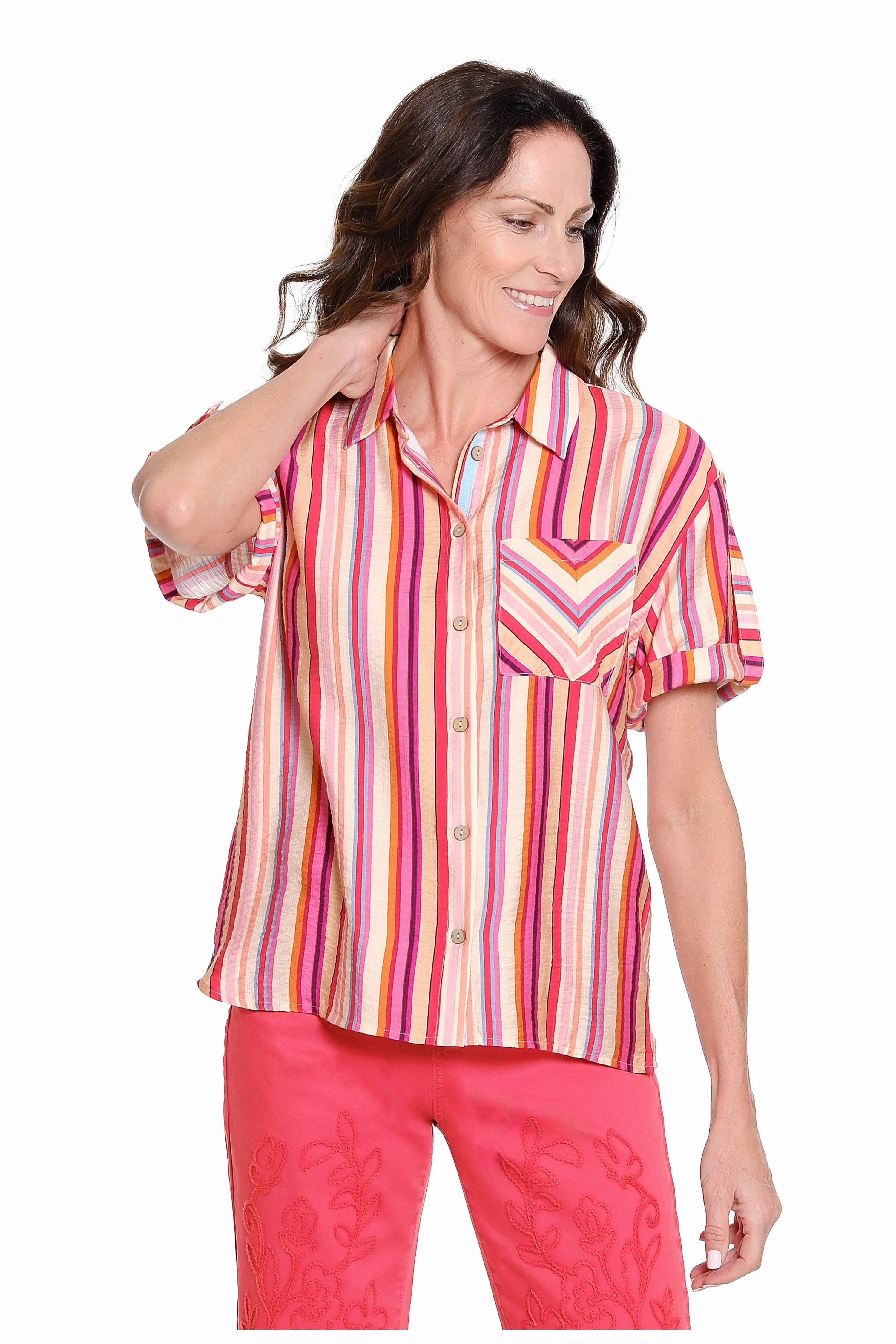 Printed Camp Shirt ?C Multi Oversized Silhouette