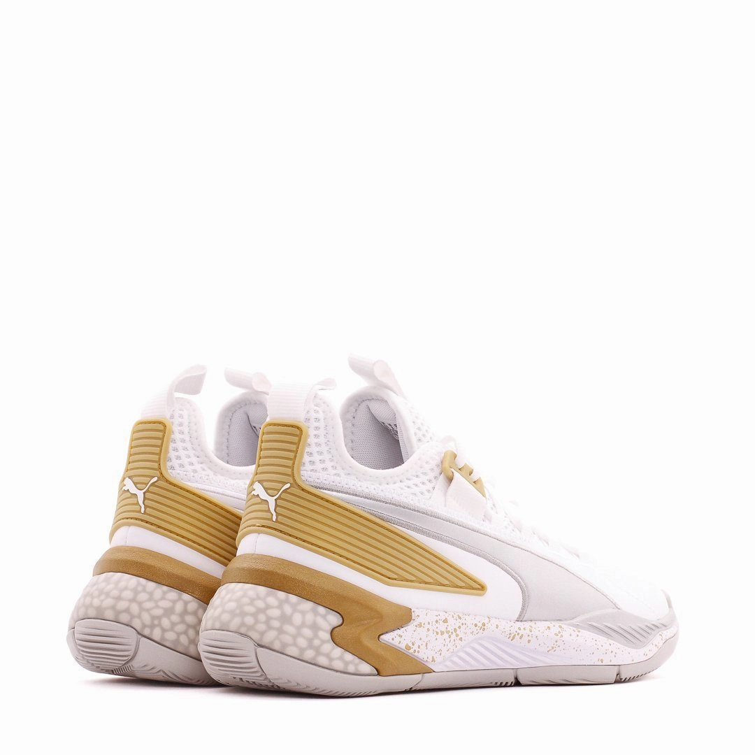 Reactive Step Build Puma Basketball Uproar Hybrid Court White Metallic Silver Men 192775-09