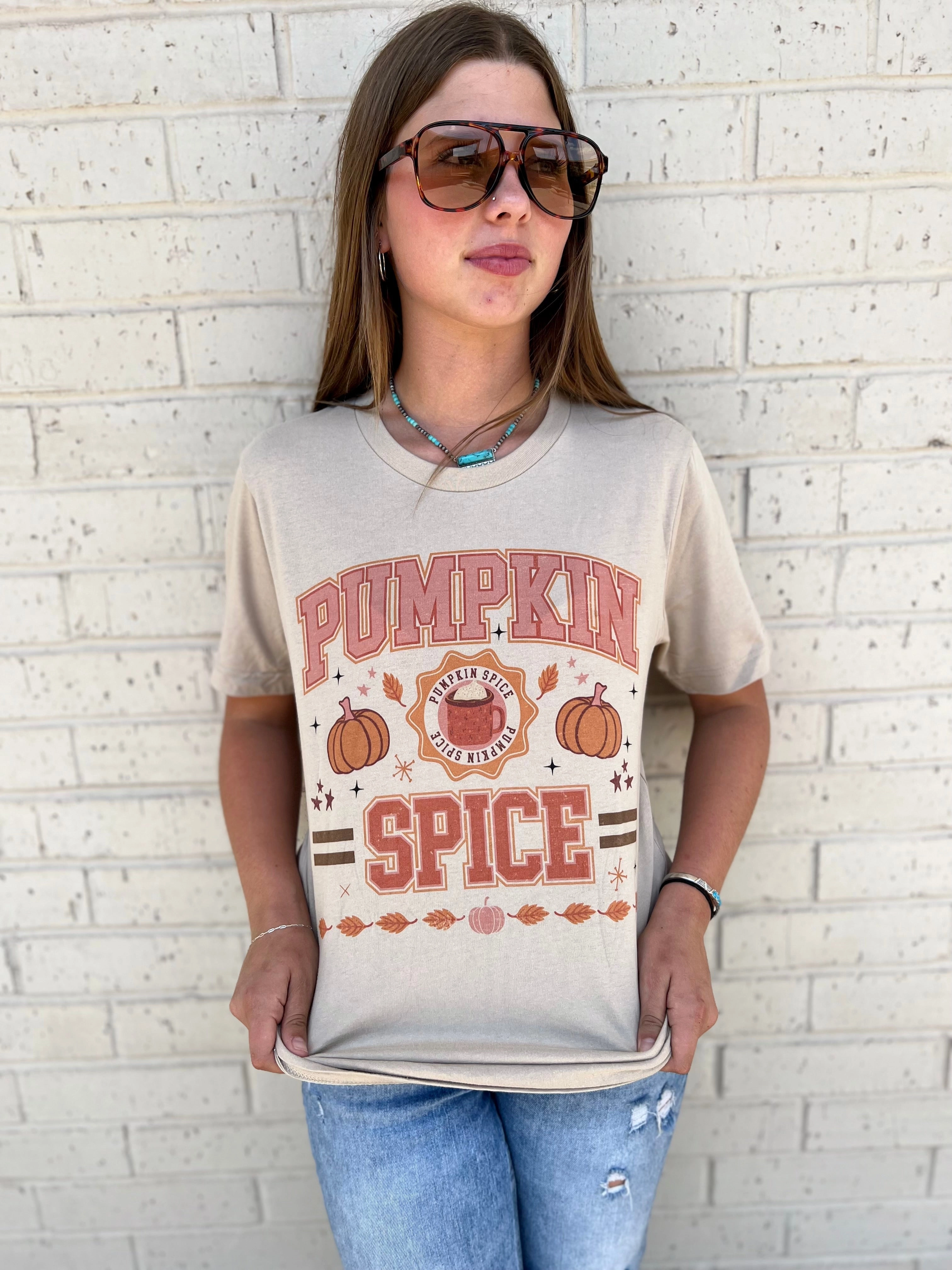 Pumpkin Spice Tee* Odor Resistant Treatment Flexible Ribbed Cuffs