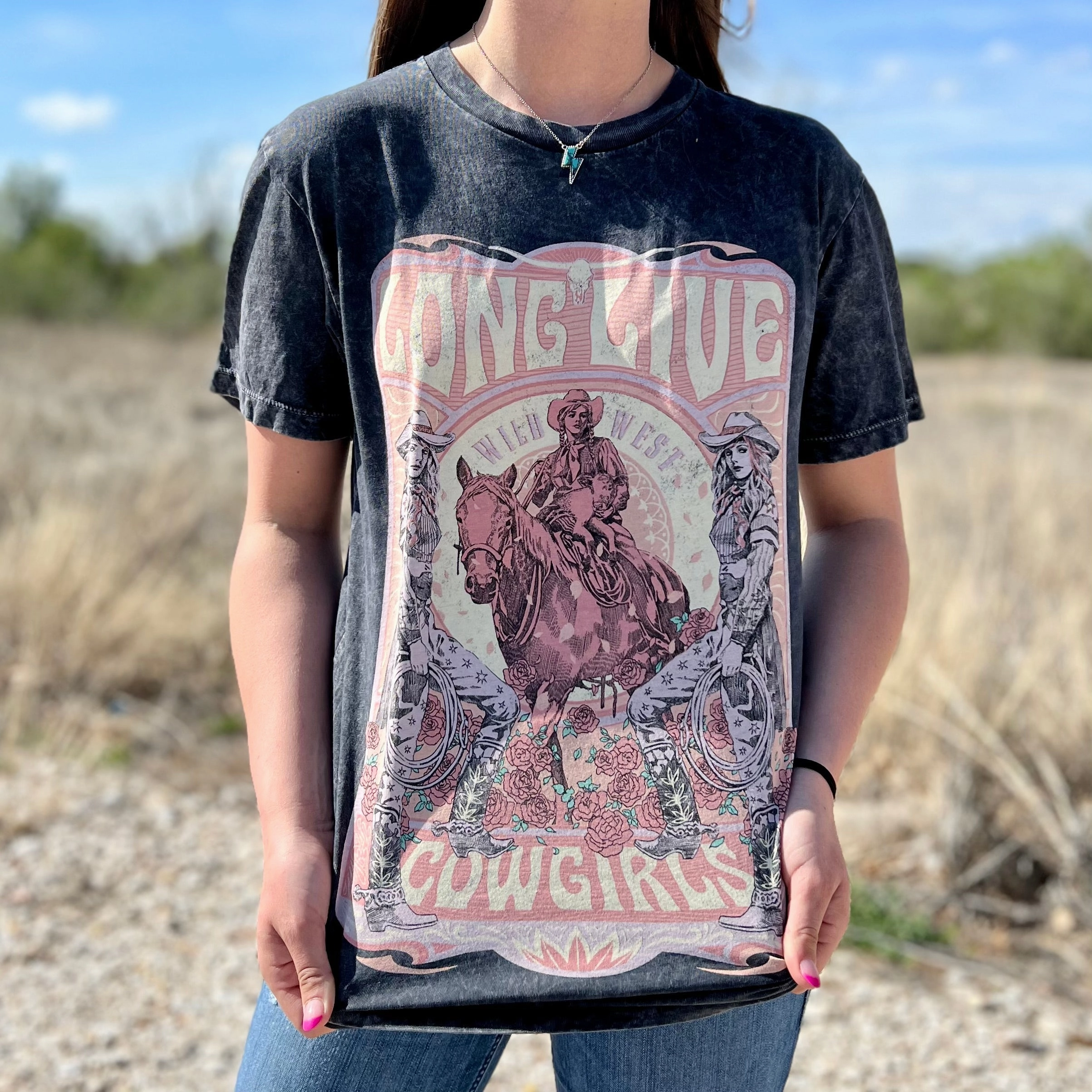 Flexible Ribbed Cuffs PLUS Hand Drawn Cowgirl's Graphic Tee