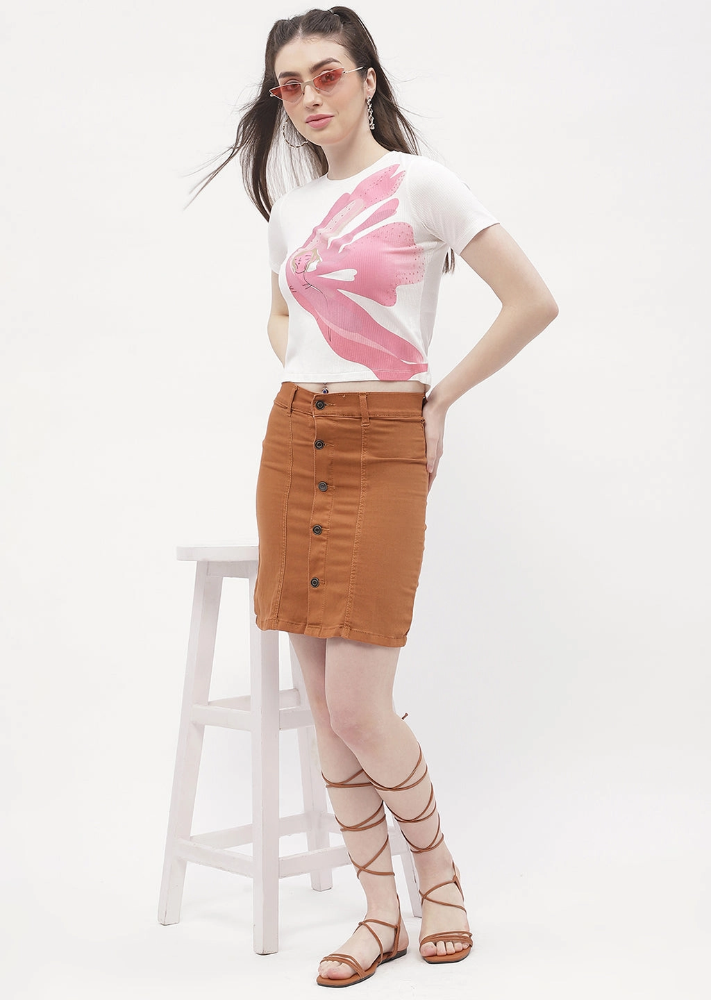 Antimicrobial Treatment NonFade Dye Madame Graphic Print Off-White Ribbed T-Shirt