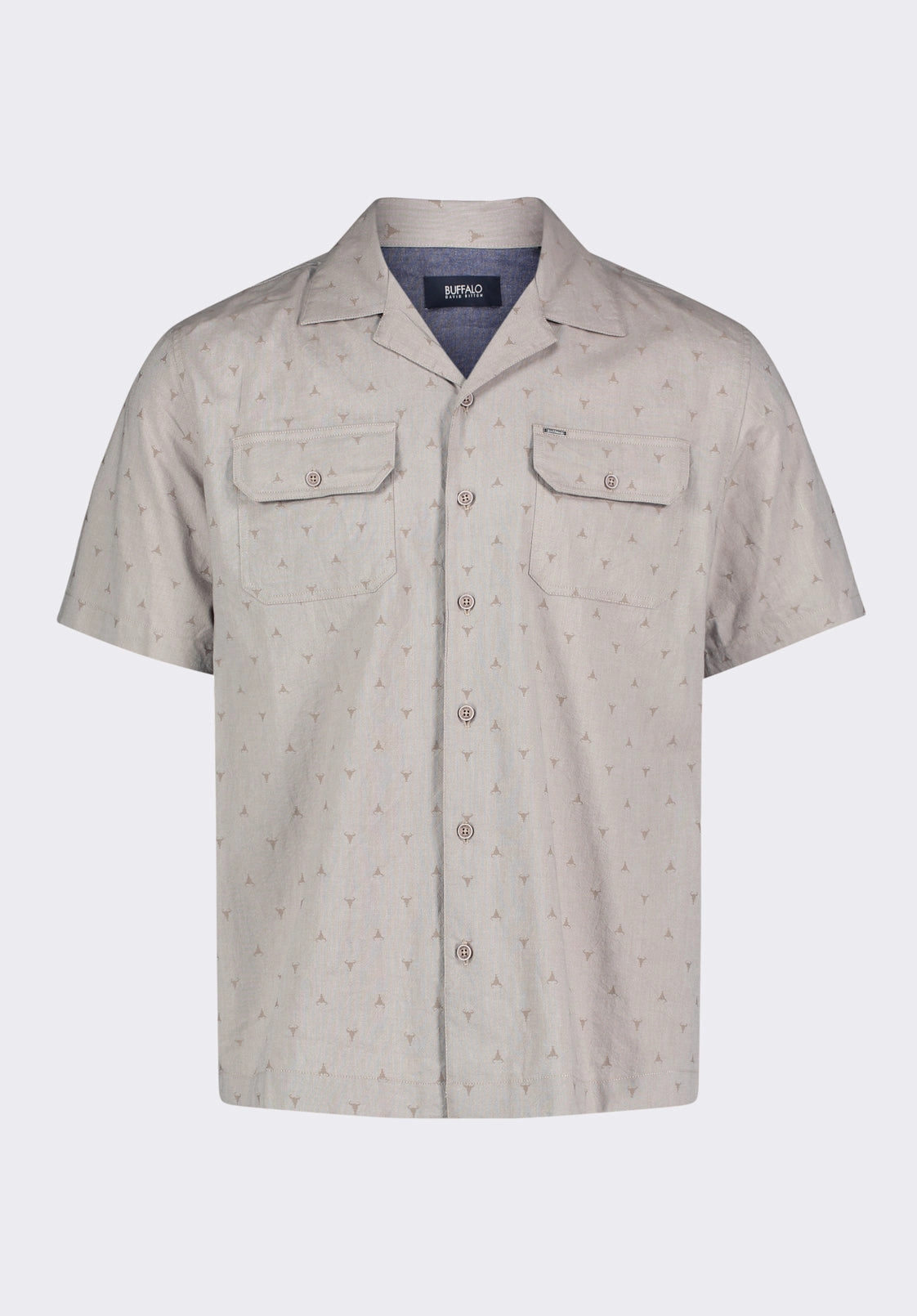 Mountain Escape Salaman Men's Short-Sleeve Patterned Shirt with Chest Pockets, Tuffet Beige - BM24552