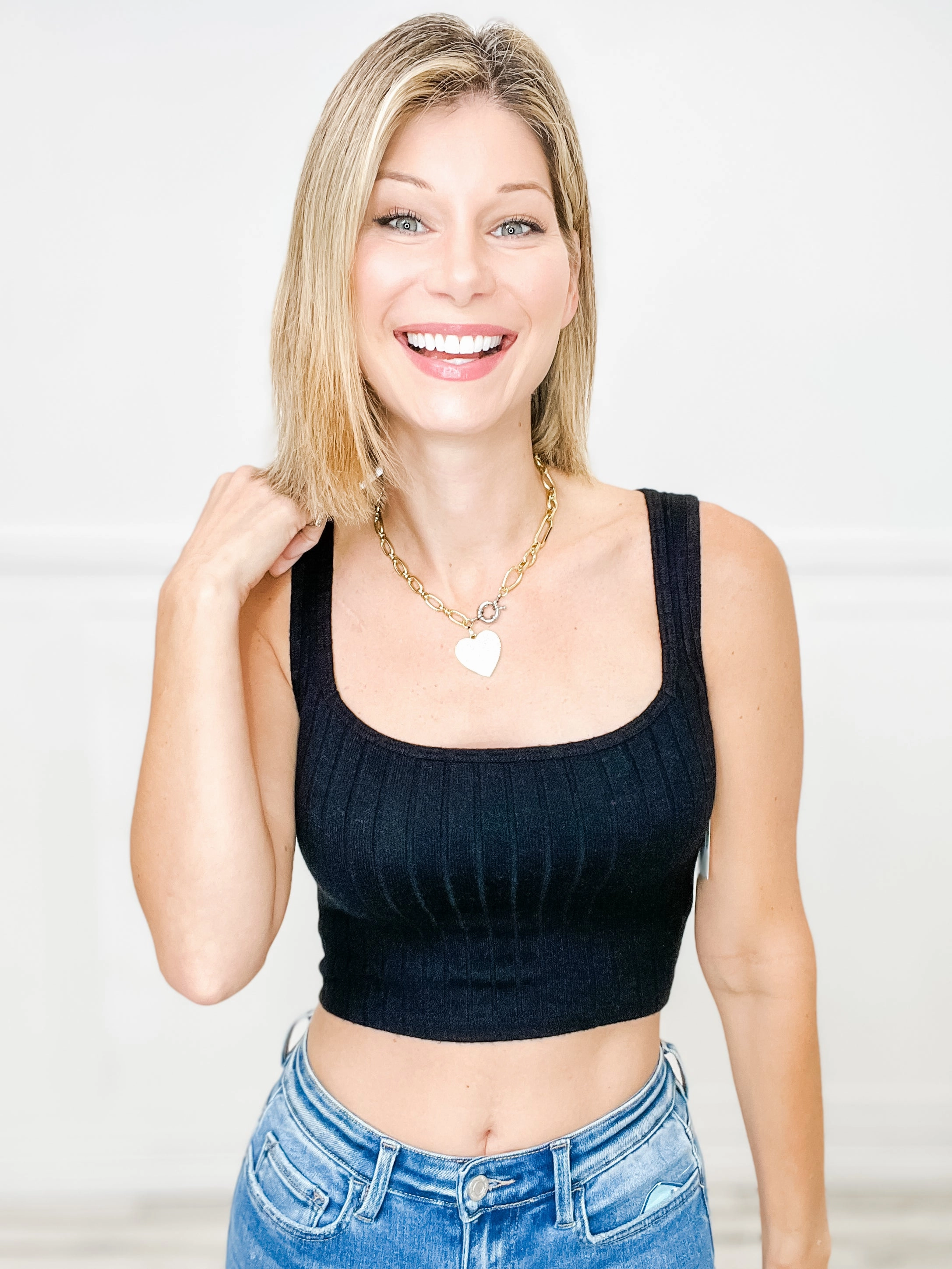 Ribbed Square Neck Sleeveless Top - Group B TailoredCut