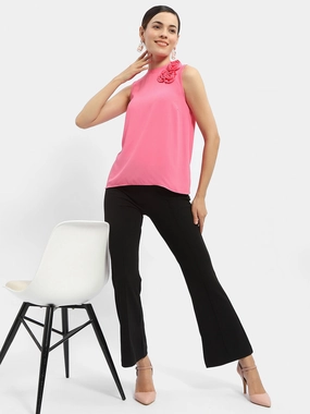 Madame Applique Adorned Fuschia Pink Shimmer Top Sporty Top MoistureManagementSystem