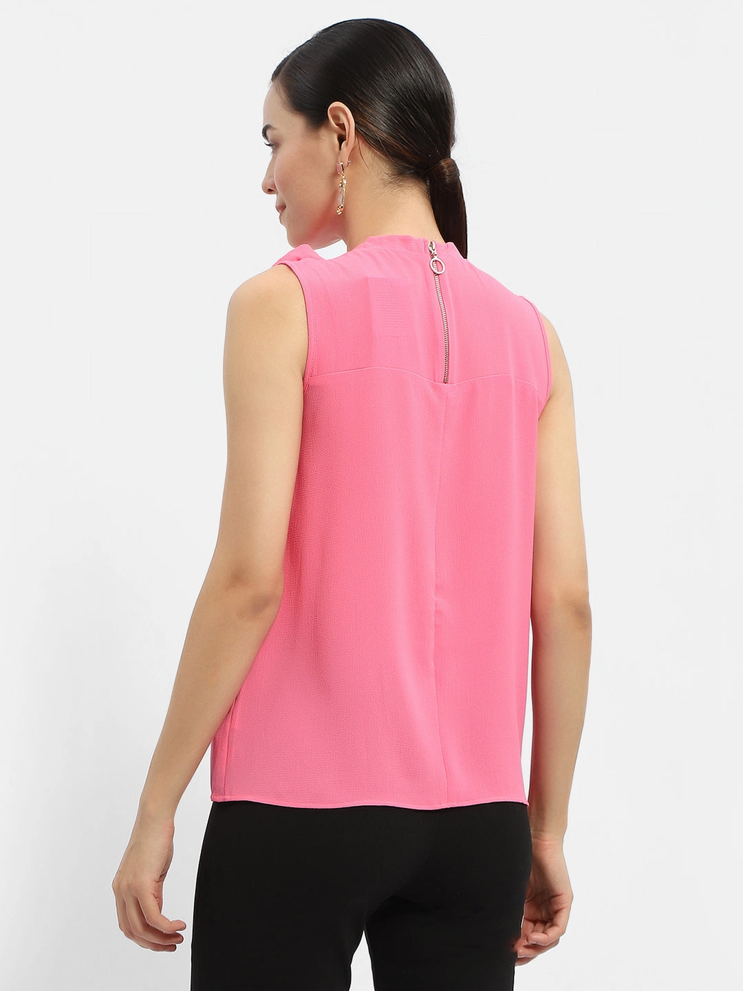 Antistatic Madame Applique Adorned Fuschia Pink Shimmer Top