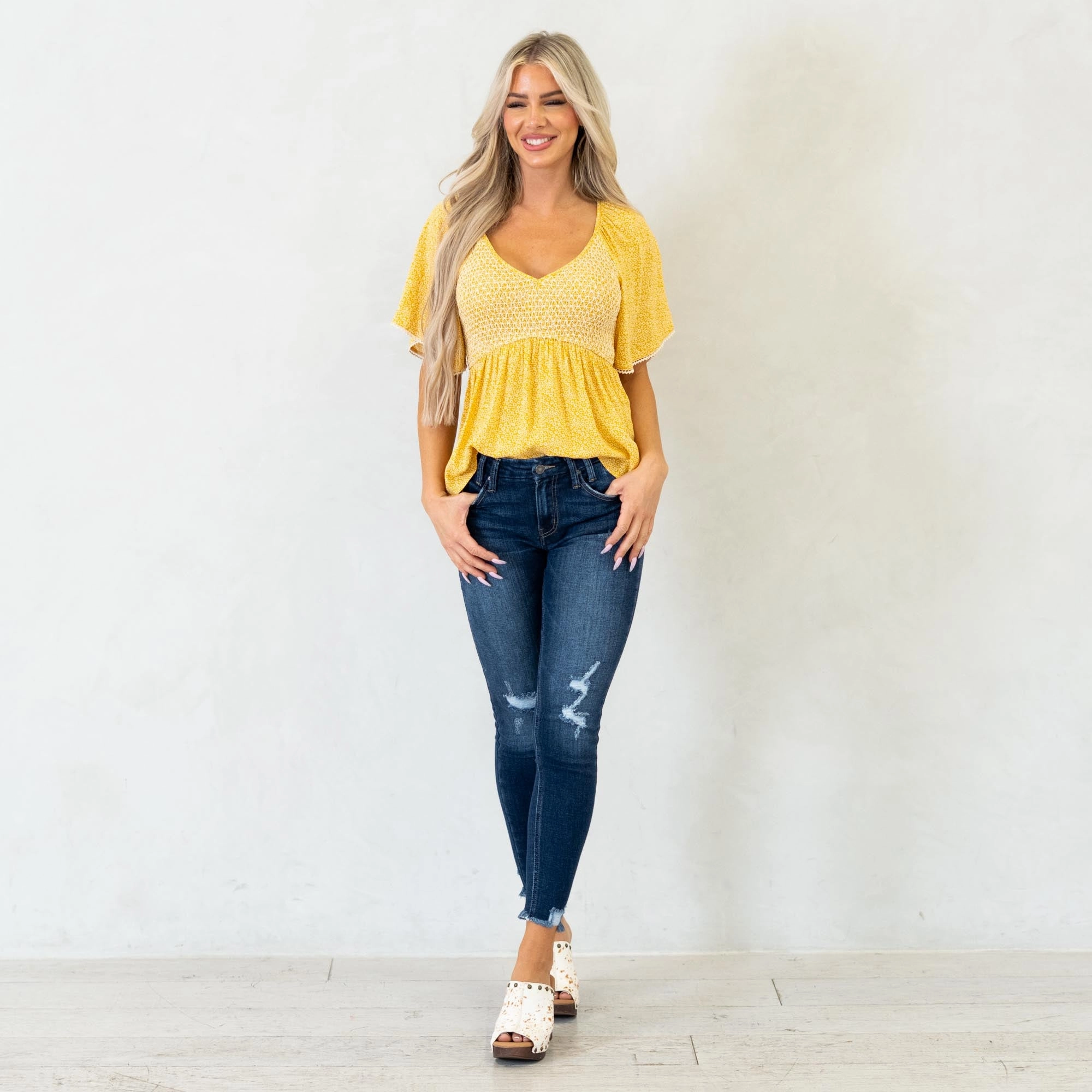 Motion Ease KanCan Fiora Mid Rise Ankle Skinny Jeans Dark Blue Wash