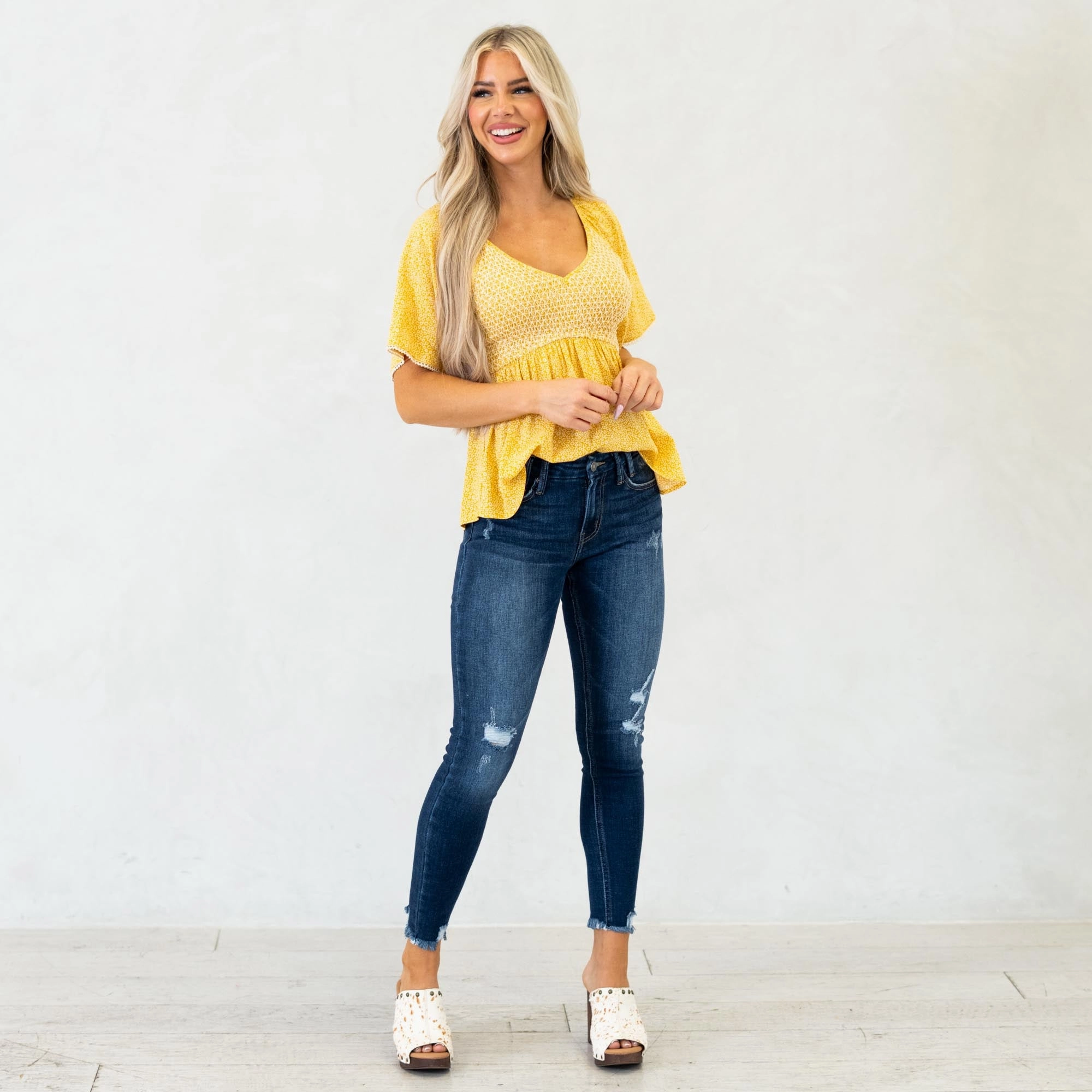 KanCan Fiora Mid Rise Ankle Skinny Jeans Dark Blue Wash Shopping Day Slim Functional Casual