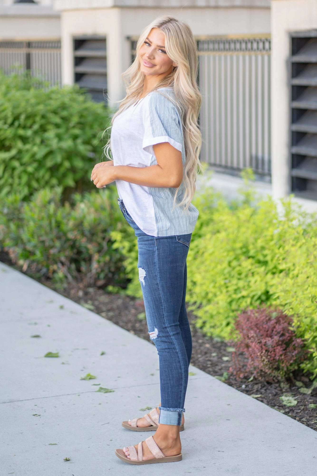 KanCan Payton High Rise Cuffed Skinny Jeans Dark Blue Wash Comfort Stretch Contemporary Vibe