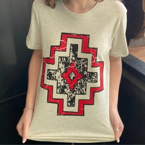 Rebel Red Aztec Tee Flexible Ribbing