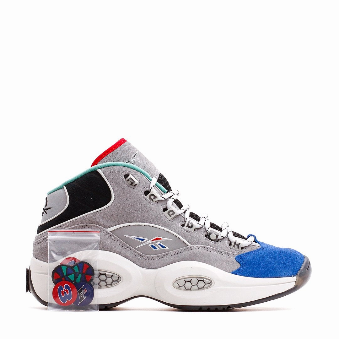 Reebok Classics Basketball Men Question Mid Allen Iverson Draft Night Grey Blue GZ7283 Fashionable Look Wide Base Platform