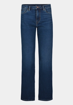 Mid Rise Straight Mary Women's Jeans, Contrasted Indigo - BL16151 Weather Proof Cropped length