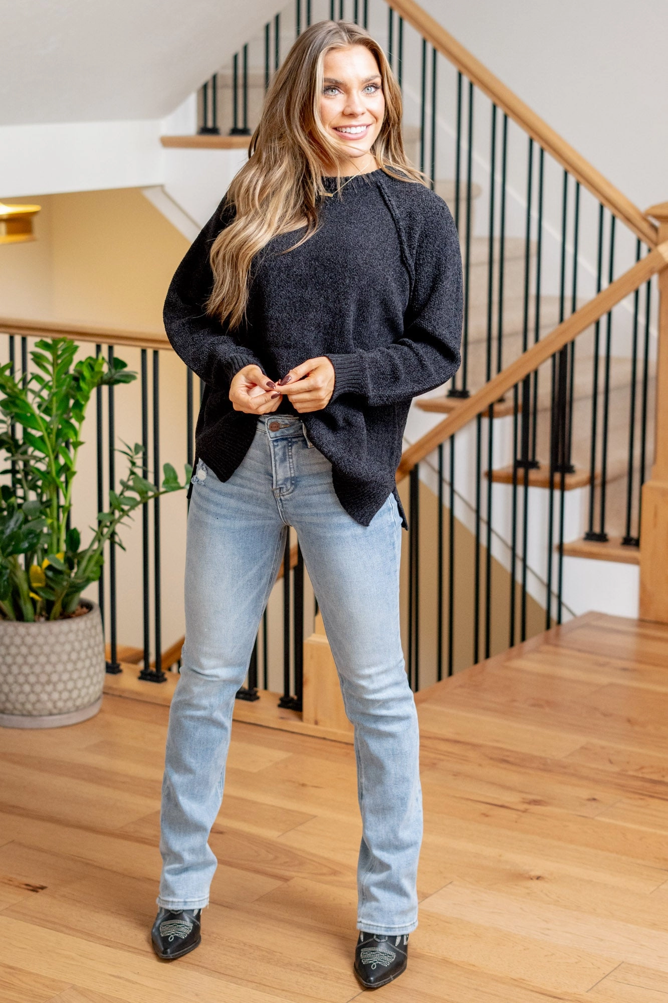 Minimal Aesthetic Closet Must Wildflower Blues High Rise Tummy Control Top Straight Leg Regular & Plus Sizes