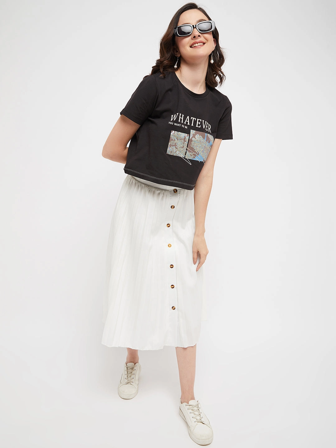 Madame Black Typography Cotton T-Shirt ZeroWastePattern WrinkleFree Weaving