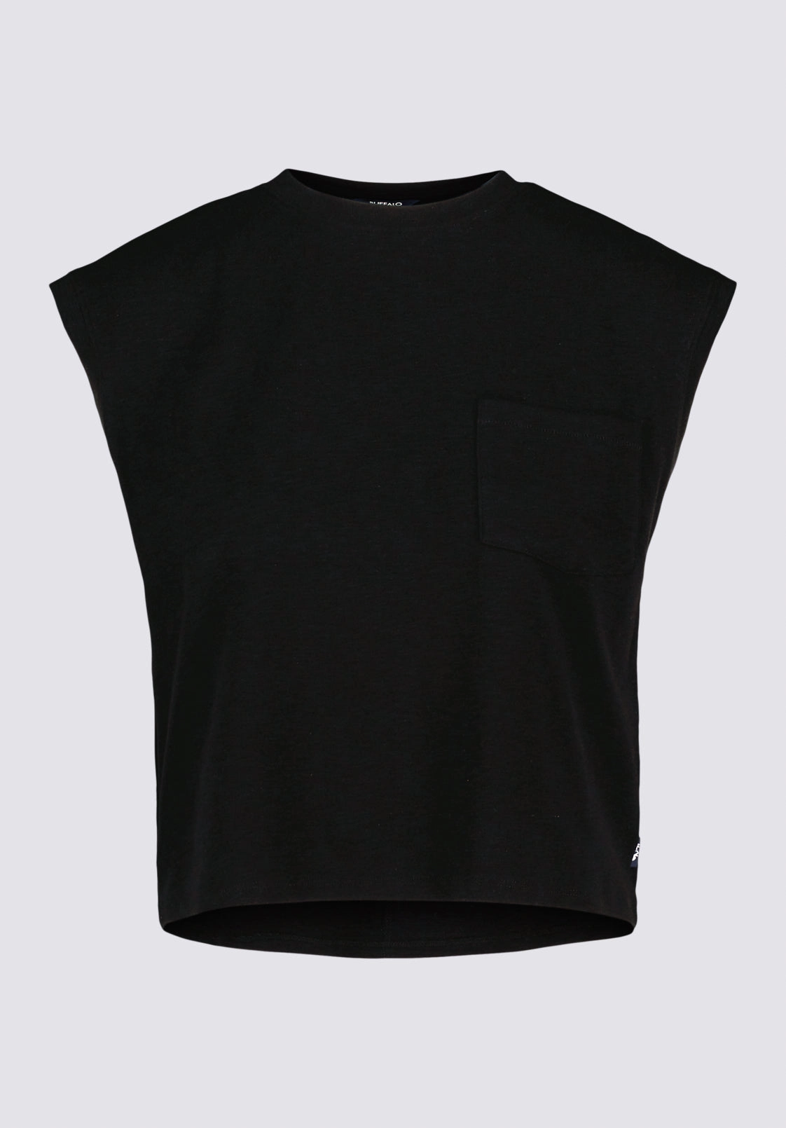 Amandine Women's Cap-Sleeve Crop Top, Black - KT0196P Unlined Design RawHemDetail