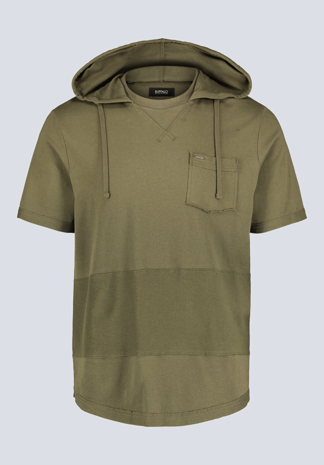 Garment Washed Softness NonToxicCoating Katoni Men's Short-Sleeve Hooded T-Shirt, Burnt Olive - BM24524