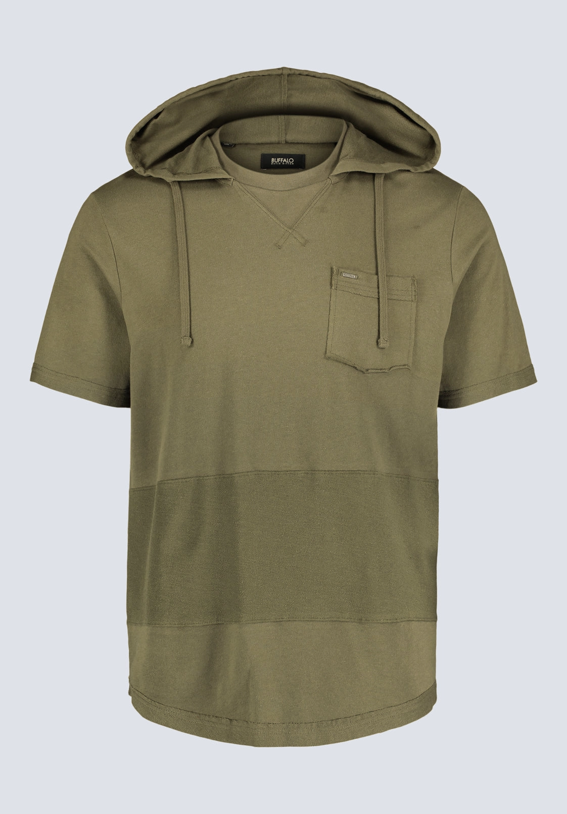 Katoni Men's Short-Sleeve Hooded T-Shirt, Burnt Olive - BM24524 Breathable mesh panel Bamboo Derived Material