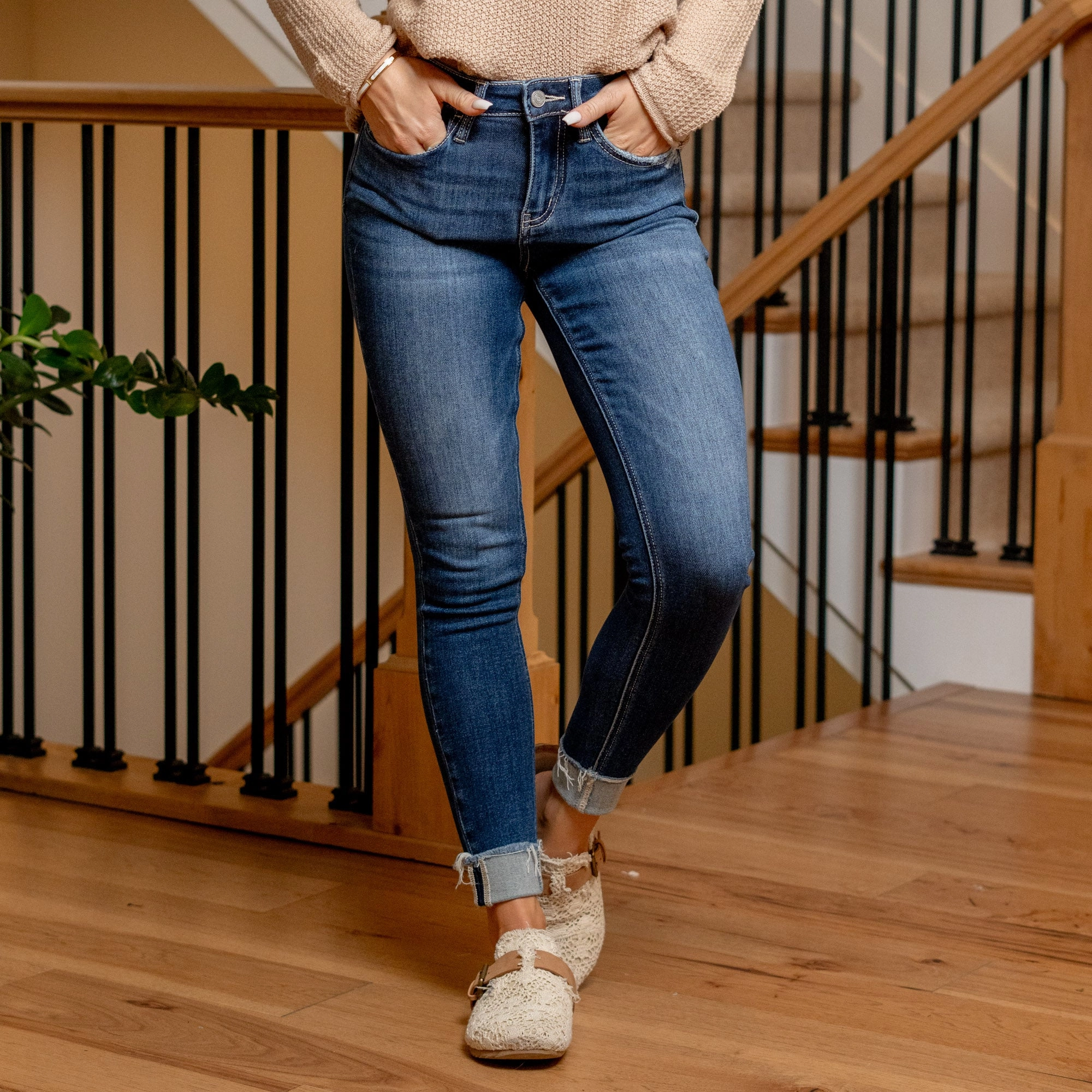 Reflex Blue Tummy Control Top Mid Rise Skinny Regular & Plus Sizes Stretch Classic Gym Ready