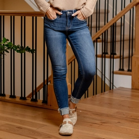 Reflex Blue Tummy Control Top Mid Rise Skinny Regular & Plus Sizes Stretch Classic Gym Ready