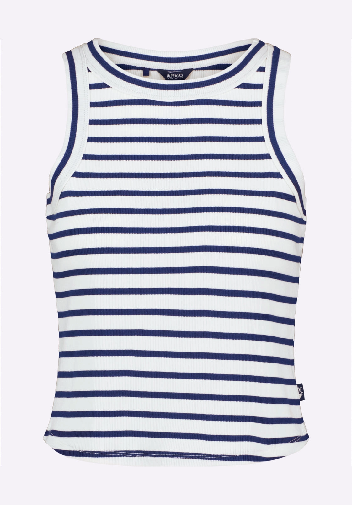 AntiStaticFinish Regine Women's Ribbed Striped Tank Top, White & Navy - KT0175P