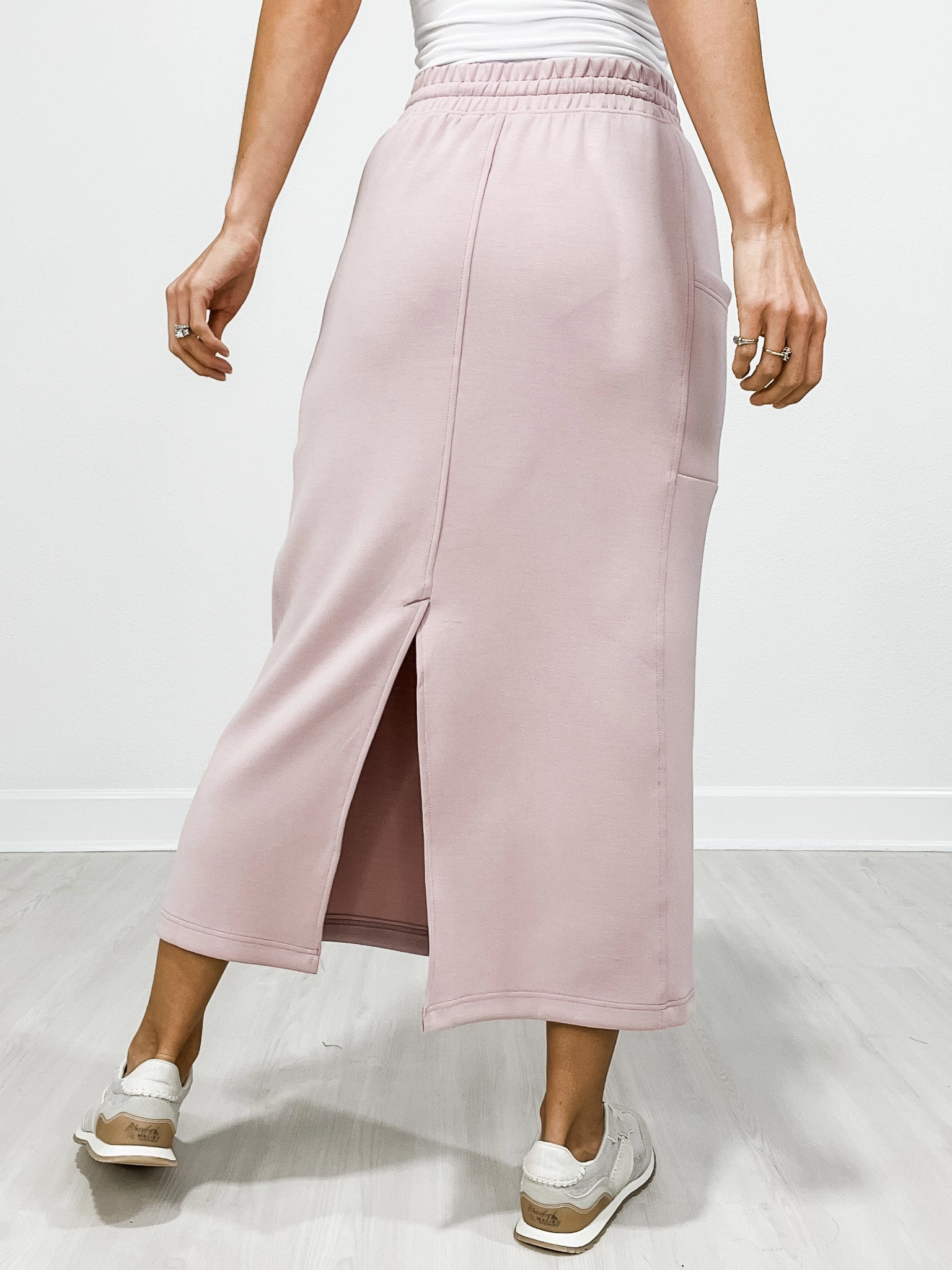 Chic Design Performance Layer Modal Scuba Long Skirt with Drawstring Waist GRP A