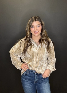 Breathable Construction EthicallySourced Loose Fit Chest Pocket Button Golden Fleece Velvet Shirt