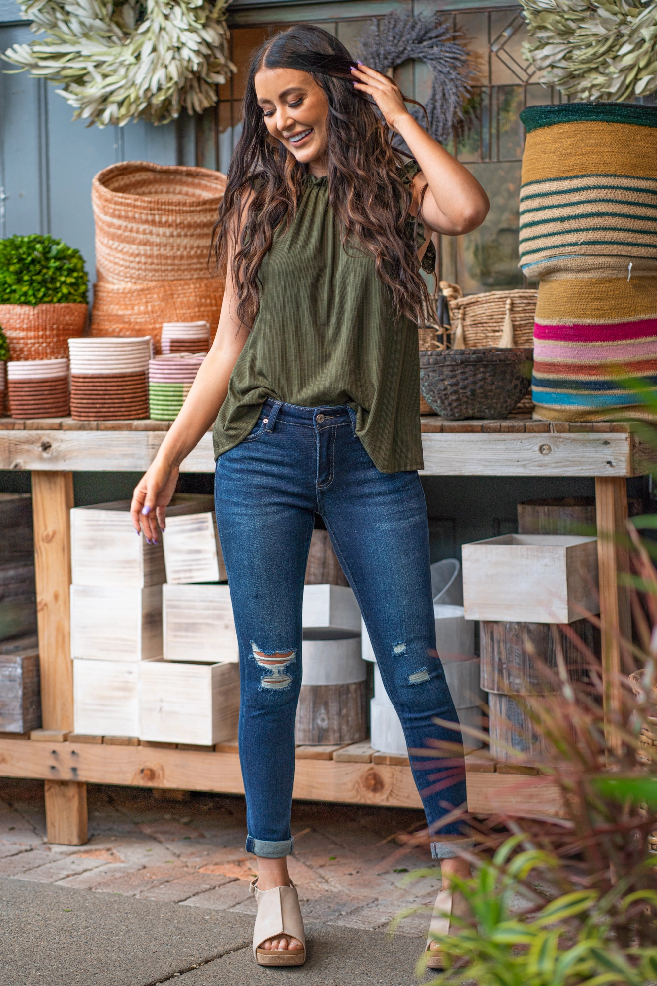 Aurora Mid Rise Cuffed Hem Skinny Regular & Plus Sizes High Quality Bold Look Summer Vibes Basic Necessity